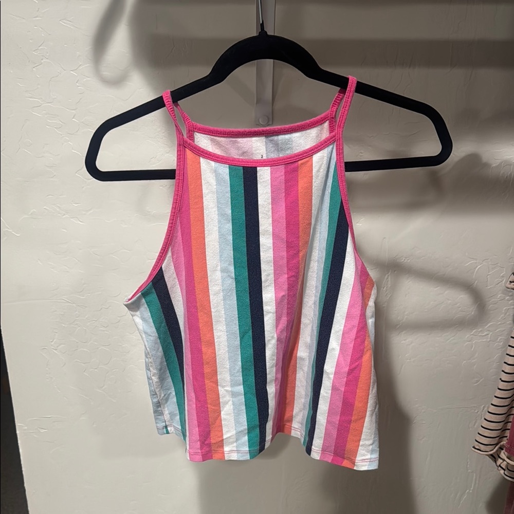 Torrid Pink and Green Sleeveless Crop Tank Top